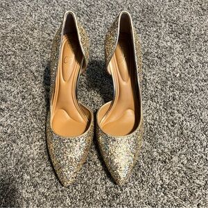 Jessica Simpson - Gold Glitter Pointed Toe Heels